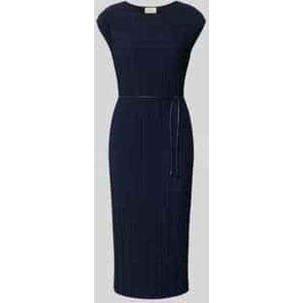 Midijurk met ronde hals en bindriem