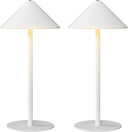 HOMCOM Oplaadbare LED tafellamp set van 2 - Draadloze sfeerlamp, Dimbare tafellamp, USB oplaadbare lamp - Wit