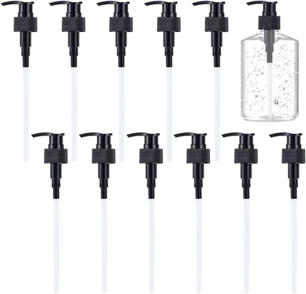 Vervangende Pompen voor Dispenser - Zeep, Lotion & Shampoo - 12 Stuks - Zwart - Plastic
