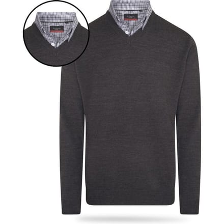 Pierre Cardin - Heren Sweaters Mock Pullover - Grijs - Maat L
