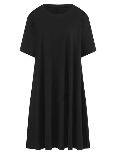 Jersey jurk ronde hals Van Emilia Lay zwart