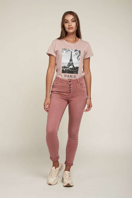 Broek Toxik3 5 button slim fit oud roze