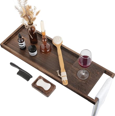 Badkuip Decor - Badkamer Tray - Luxe Ontspanning - Handgemaakt Hout - 80 cm Breed - Rustiek Bruin