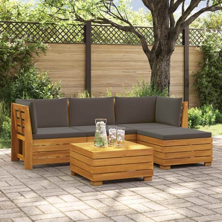 vidaXL - 5 - st - Buiten - bank - set - Massief - Acacia - Hout - Bruin