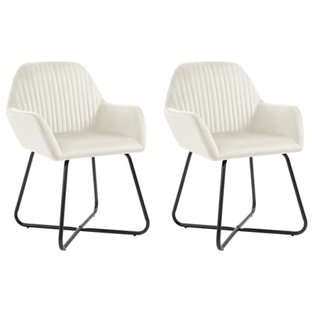 vidaXL - Eetkamerstoelen - 2 - st - fluweel - crèmekleurig