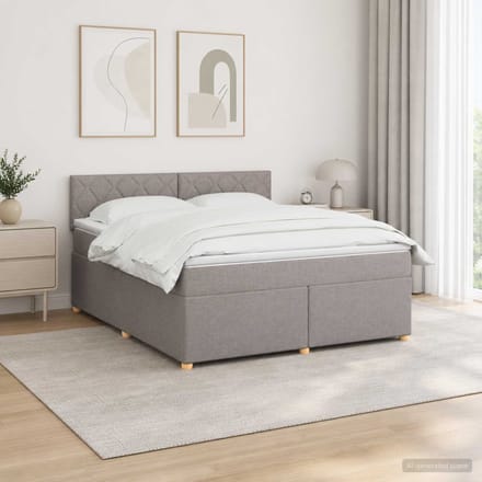 vidaXL - Boxspringbed - met - matras - met - hoofdeinde - Taupe - 140 - x - 200 - cm - Stof
