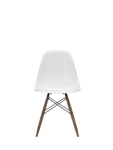 Vitra DSW Eames Plastic Side Chair - katoen wit RE - donkere esdoorn