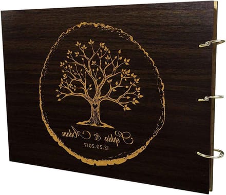 Gastenboek Hout - Bruiloft Boek - Wensen Vastleggen - Ring Binding - 9x12 Inch - Bruin