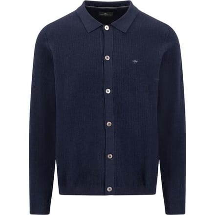 Fynch-Hatton Vest Buttoned Cardigan Allover Structure Navy / male
