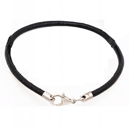 Armbandje -(basis) -zwart -leatherlook- extra lang- 25 cm - Charme Bijoux