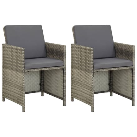 vidaXL - Tuinstoelen - 2 - st - met - kussens - poly - rattan - grijs