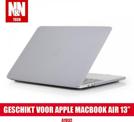 N&N Hardcover Case Geschikt voor Apple Macbook Air 13'' - Doorzichtig Wit