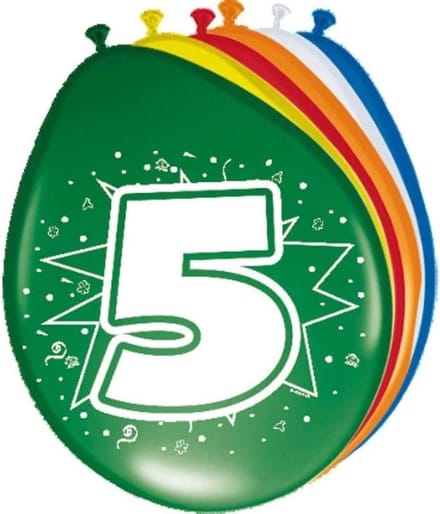 8x stuks Ballonnen versiering 5 jaar
