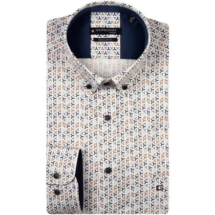 Giordano Overhemd Ivy Satin Stretch Mini Graphic Pattern Navy-Multi / male
