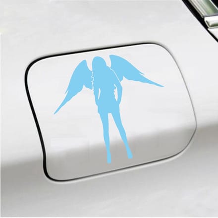 Bumpersticker - Dame Engel - 13 X 14 - Licht Blauw