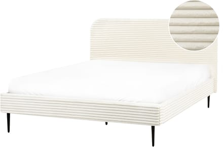 FLAYAT - Tweepersoonsbed - Gebroken wit - 160 x 200 cm - Corduroy