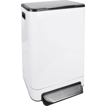DESQ® Pedaal Prullenbak - 40L - RVS - Binnenemmer - Geurfilter - Softclose - Wit