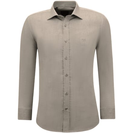 Gentile Bellini Overhemden lange mouw effen oxford slim fit bruin
