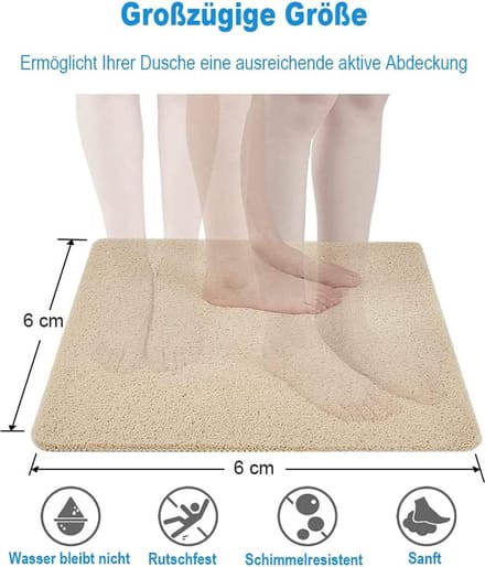 Douchemat, antislip, voor badkuip en natte ruimtes, beige, 60 x 60 cm