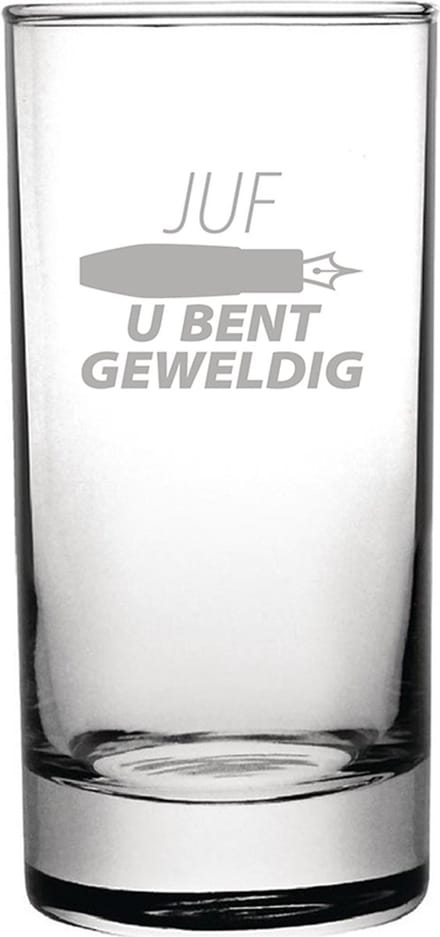 Gegraveerde longdrinkglas 28,5cl Juf u bent geweldig