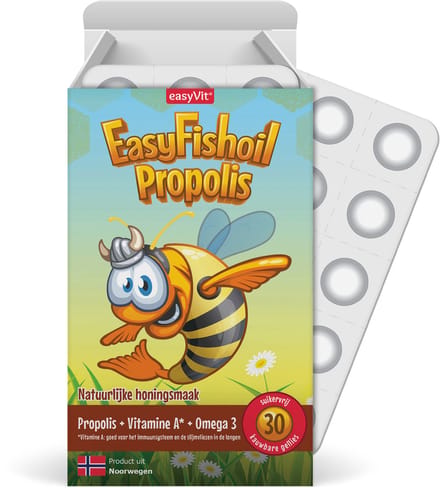 Easyvit - Easyfishoil Propolis+Vitamine A+OMEGA3- 30 Gummies (Halal/Koosjere Certificering)