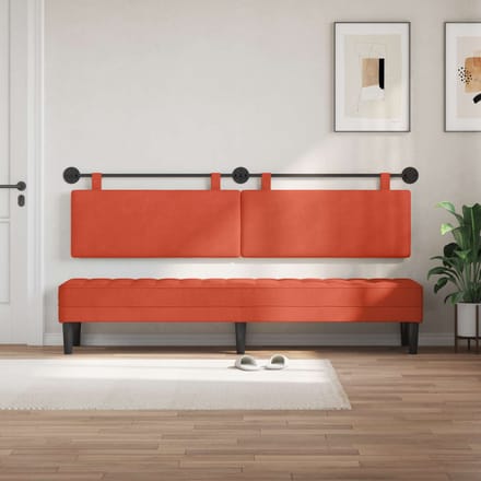 vidaXL - Hangend - hoofdbord - Rood - Oranje - Corduroy - stof