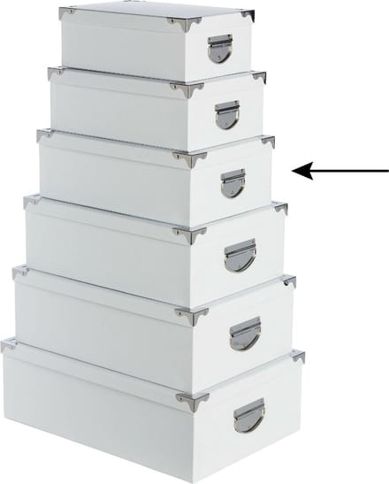 5Five Opbergdoos/box - wit - L36 x B24.5 x H12.5 cm - Stevig karton - Whitebox