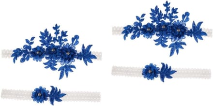 Kousenbanden Set - Bruids Accessoires - Feestelijk Gelegenheid - Verstelbare Pasvorm - 40-60 cm Dij - Donkerblauw