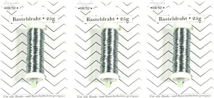 Stern Fabrik Binddraad/wikkeldraad - 3x rolletjes - zilver - 50 m x 0,35 mm - hobbydraad/bloemendraad