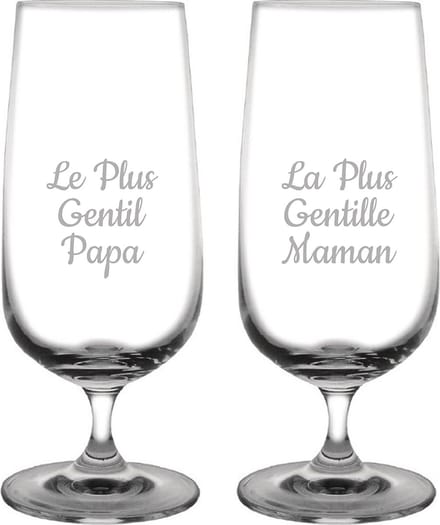Bierglas op voet gegraveerd - 41cl - Le Plus Gentil Papa & La Plus Gentille Maman
