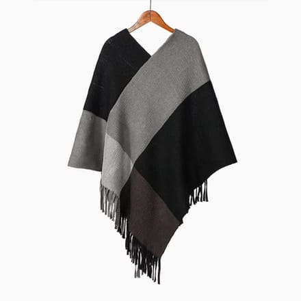 N3 Collecties Mode Zwarte geruite cape sjaals Poncho voor dames