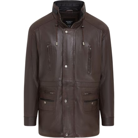 Heren bruine zachte Italiaanse leren parka jas - Winnipeg