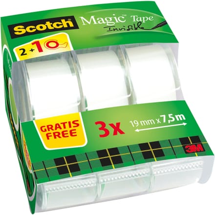 Plakband Scotch Magic 810 19mmx7.5m onzichtbaar mat 2+1 gratis + handdispenser