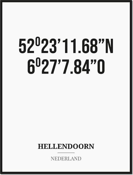 Poster/kaart HELLENDOORN met coördinaten