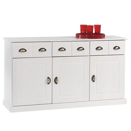 Sideboard PARIS 135 cm van massief hout - Wit