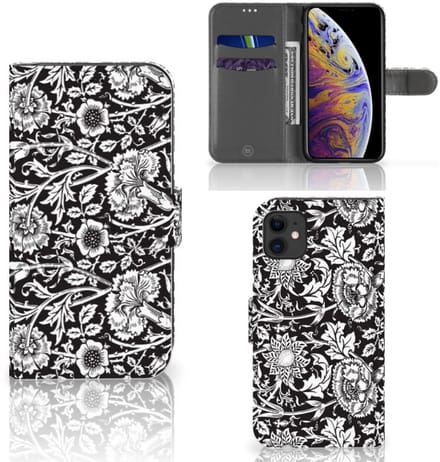 Apple iPhone 11 Hoesje Black Flowers