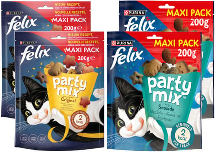 Felix Partymix 2 Original + 2 Seaside - Mixverpakking - Kattensnack - 800g (2x200g + 2x200g)