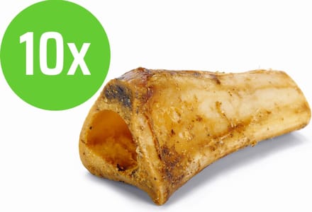 Beeztees Gedroogde Rundermergpijp 10 cm - hondensnack - 10 Verpakkingen