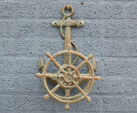 Waterslanghouder - Gietijzer - Groen-Bruin met Anker