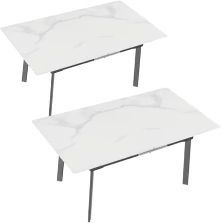 8-10 Personen Gesinterde Stenen Eettafel Opulence - 180 cm Uitschuifbare Keuken Eettafel voor Kerst - Metalen Frame