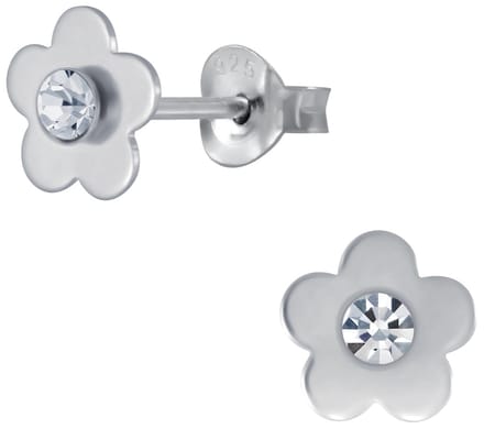 Joy|S - Zilveren bloem oorbellen - kristal - 7 mm