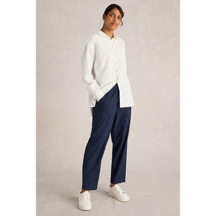 White Stuff Elle Linen Blend Trouser Dark Navy Taglia: 12 REGULAR | Pantaloni Outlet | Donna | Bianco