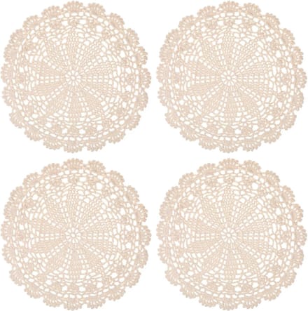 Gehaakte placemats rond - vintage elegantie - set van 4 - beige - polyester
