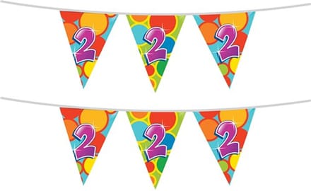 Haza Vlaggetjes 2 jaar - leeftijd verjaardag - 2x stuks - plastic 10m