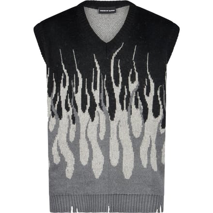 Mouwloos pullover-jacquardvlammenvest voor heren