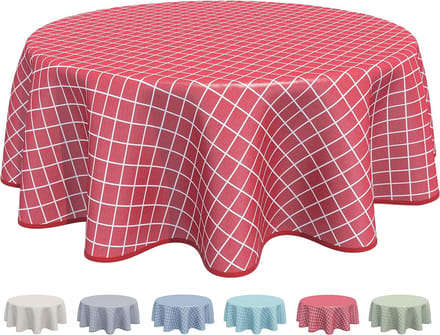 Wasdoek tafelkleed, afwasbaar, rond, 160 cm, rood