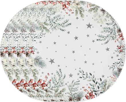 Feeric lights & Christmas Diner/Kerstdiner onderborden - 8x - kerstprint - D33cm - kunststof - multifunctioneel