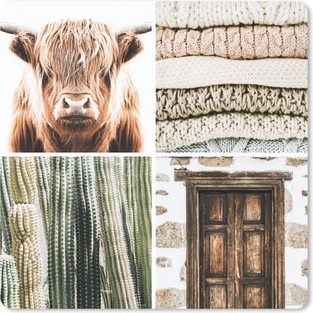 Muismat 20x20 cm - Mousepad Schotse hooglander - Cactus - Hout - Muismatten