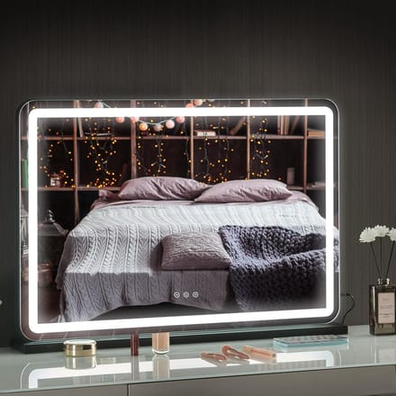 Hollywood spiegel - Verlichte make-up - Perfecte make-up - Instelbare lichtkleuren - 80 x 55 cm - Zwart