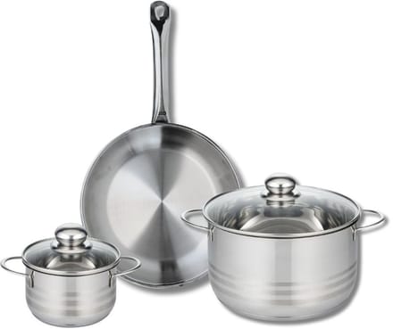 Set van 1 Koekenpan 28 cm en 2 kookpotten 14 en 24 cm Elo Profi Brillant
